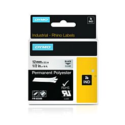 622289 Dymo Rhino Polyester-Band 12 mm x 5,5 m schwarz auf transparent