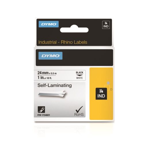 1734821 Dymo Rhino Vinyl-Band 24 mm x 5,5 m schwarz auf weiß selbstlaminierend